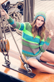 dámský letní ručně pletený svetřík z příze Neon Candy a Soft Cotton