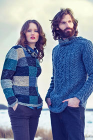 dámský a pánský ručně pletený svetr z příze Irish Tweed