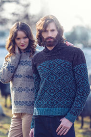 dámský a pánský ručně pletený svetr z příze Irish Tweed