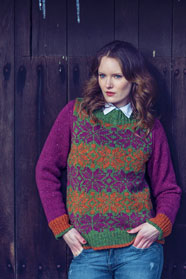 dámský ručně pletený svetr s žakárovým vzorem z příze Irish Tweed