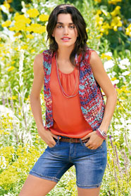 dámská letní ručně pletená vesta z příze Veneta Color