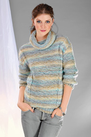 dámský ručně pletený svetr se šálovým límcem z příze Ninette